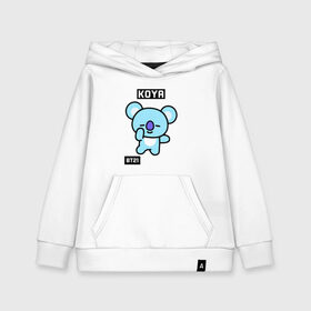 Детская толстовка хлопок с принтом KOYA BT21 в Новосибирске, 100% хлопок | Круглый горловой вырез, эластичные манжеты, пояс, капюшен | Тематика изображения на принте: bt21 | bts | chimmy | cooky | koya | love yourself. | mang | rj | shooky | tata | бт21 | бтс