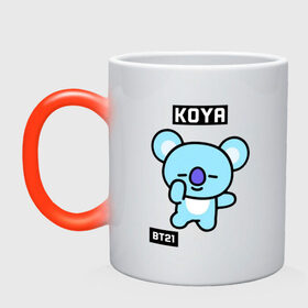 Кружка хамелеон с принтом KOYA BT21 в Новосибирске, керамика | меняет цвет при нагревании, емкость 330 мл | bt21 | bts | chimmy | cooky | koya | love yourself. | mang | rj | shooky | tata | бт21 | бтс