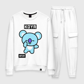 Женский костюм хлопок с принтом KOYA BT21 в Новосибирске, 100% хлопок | на свитшоте круглая горловина, мягкая резинка по низу. Брюки заужены к низу, на них два вида карманов: два 