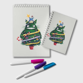 Блокнот с принтом Новогодний Totoro в Новосибирске, 100% бумага | 48 листов, плотность листов — 60 г/м2, плотность картонной обложки — 250 г/м2. Листы скреплены удобной пружинной спиралью. Цвет линий — светло-серый
 | 