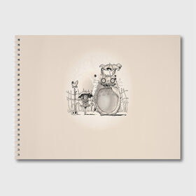 Альбом для рисования с принтом My Neighbor Totoro в Новосибирске, 100% бумага
 | матовая бумага, плотность 200 мг. | anime | hayao miyazaki | japanese | meme | miyazaki | piano | studio ghibli | tokyo | totoro | гибли | котобус | мой | мэй | сацуки | сосед | сусуватари | тонари | тоторо | хаяо миядзаки