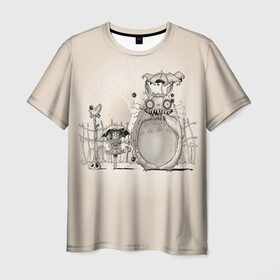 Мужская футболка 3D с принтом My Neighbor Totoro забор в Новосибирске, 100% полиэфир | прямой крой, круглый вырез горловины, длина до линии бедер | anime | hayao miyazaki | japanese | meme | miyazaki | piano | studio ghibli | tokyo | totoro | гибли | котобус | мой | мэй | сацуки | сосед | сусуватари | тонари | тоторо | хаяо миядзаки