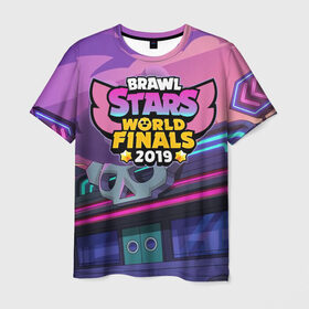 Мужская футболка 3D с принтом Brawl Stars World Finals 2019 в Новосибирске, 100% полиэфир | прямой крой, круглый вырез горловины, длина до линии бедер | Тематика изображения на принте: brawl | bs | clash line | fails | funny | leon | moments | stars | supercell | tick | бой | босс | бравл | броубол | бс | драка | звезд | осада | поззи | сейф | старс | цель