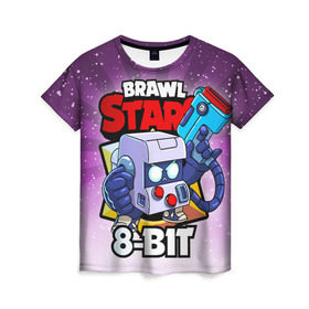 Женская футболка 3D с принтом BRAWL STARS 8-BIT в Новосибирске, 100% полиэфир ( синтетическое хлопкоподобное полотно) | прямой крой, круглый вырез горловины, длина до линии бедер | 8 bit | 8 бит | brawl stars | brawl stars 8 bit | brawler | бравл старз | бравлер