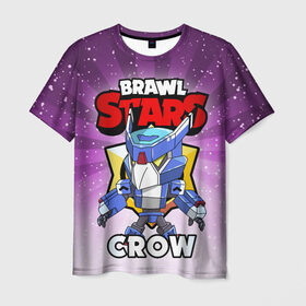 Мужская футболка 3D с принтом BRAWL STARS CROW в Новосибирске, 100% полиэфир | прямой крой, круглый вырез горловины, длина до линии бедер | brawl stars | brawl stars crow | brawler | crow | бравл старз | бравлер | ворон