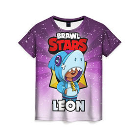 Женская футболка 3D с принтом BRAWL STARS LEON в Новосибирске, 100% полиэфир ( синтетическое хлопкоподобное полотно) | прямой крой, круглый вырез горловины, длина до линии бедер | brawl stars | brawl stars leon | brawler | leon | бравл старз | бравлер | леон
