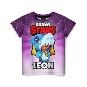 Детская футболка 3D с принтом BRAWL STARS LEON в Новосибирске, 100% гипоаллергенный полиэфир | прямой крой, круглый вырез горловины, длина до линии бедер, чуть спущенное плечо, ткань немного тянется | brawl stars | brawl stars leon | brawler | leon | бравл старз | бравлер | леон