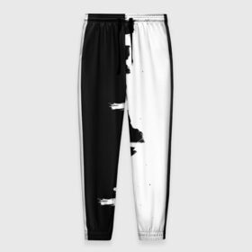 Мужские брюки 3D с принтом Черным по белому в Новосибирске, 100% полиэстер | манжеты по низу, эластичный пояс регулируется шнурком, по бокам два кармана без застежек, внутренняя часть кармана из мелкой сетки | Тематика изображения на принте: black | white | белый | инь | чб | черный | янь