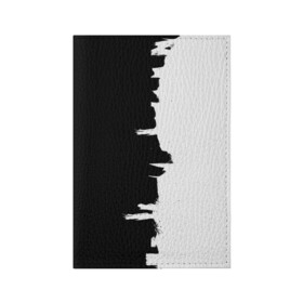 Обложка для паспорта матовая кожа с принтом Черным по белому в Новосибирске, натуральная матовая кожа | размер 19,3 х 13,7 см; прозрачные пластиковые крепления | Тематика изображения на принте: black | white | белый | инь | чб | черный | янь