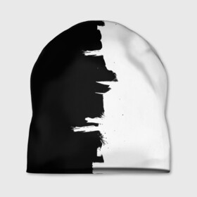 Шапка 3D с принтом Черным по белому в Новосибирске, 100% полиэстер | универсальный размер, печать по всей поверхности изделия | black | white | белый | инь | чб | черный | янь