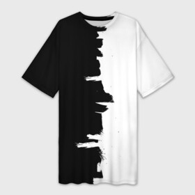 Платье-футболка 3D с принтом Черным по белому в Новосибирске,  |  | black | white | белый | инь | чб | черный | янь