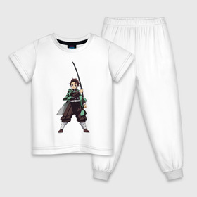 Детская пижама хлопок с принтом Tanjirou Kamado в Новосибирске, 100% хлопок |  брюки и футболка прямого кроя, без карманов, на брюках мягкая резинка на поясе и по низу штанин
 | Тематика изображения на принте: demon | demon slaying corps | kamado | slayer | tanjirou | камадо | танджиро | тандзиро