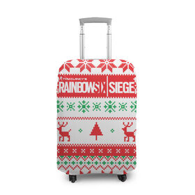 Чехол для чемодана 3D с принтом Новогодний Rainbow Six Siege в Новосибирске, 86% полиэфир, 14% спандекс | двустороннее нанесение принта, прорези для ручек и колес | christmas | claus | funny | gameplay | jingle | merry | mozzie | pvp | r6s | santa | герой | клаус | огонь | олени | осада | радуга | рождество | санта | снайпер | снежинки | шутер