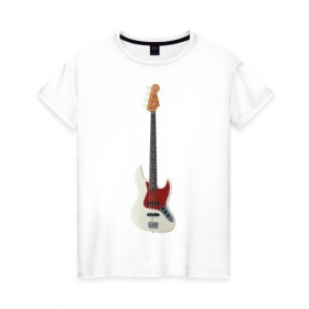 Женская футболка хлопок с принтом Бас-гитара в Новосибирске, 100% хлопок | прямой крой, круглый вырез горловины, длина до линии бедер, слегка спущенное плечо | бас гитара | музыкальный инструмент