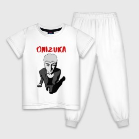Детская пижама хлопок с принтом Great Teacher Onizuka в Новосибирске, 100% хлопок |  брюки и футболка прямого кроя, без карманов, на брюках мягкая резинка на поясе и по низу штанин
 | Тематика изображения на принте: great teacher onizuka | gto | onizuka | великий учитель онидзука | гто | крутой учитель онидзука | онидзука | справедливость