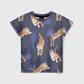 Детская футболка 3D с принтом Тигриный прайд в Новосибирске, 100% гипоаллергенный полиэфир | прямой крой, круглый вырез горловины, длина до линии бедер, чуть спущенное плечо, ткань немного тянется | lion | tiger | гепард | дикие кошки | животные | кот | кошки | лев | пантера | тигр | тигры