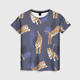 Женская футболка 3D с принтом Тигриный прайд в Новосибирске, 100% полиэфир ( синтетическое хлопкоподобное полотно) | прямой крой, круглый вырез горловины, длина до линии бедер | lion | tiger | гепард | дикие кошки | животные | кот | кошки | лев | пантера | тигр | тигры