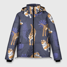Мужская зимняя куртка 3D с принтом Тигриный прайд в Новосибирске, верх — 100% полиэстер; подкладка — 100% полиэстер; утеплитель — 100% полиэстер | длина ниже бедра, свободный силуэт Оверсайз. Есть воротник-стойка, отстегивающийся капюшон и ветрозащитная планка. 

Боковые карманы с листочкой на кнопках и внутренний карман на молнии. | lion | tiger | гепард | дикие кошки | животные | кот | кошки | лев | пантера | тигр | тигры