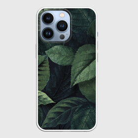Чехол для iPhone 13 Pro с принтом Лесная маскировка в Новосибирске,  |  | Тематика изображения на принте: branch | foliage | leafy | nature | ветка | веточка | зеленый | лист | листочки | листья | природа | черный