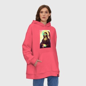 Худи SuperOversize хлопок с принтом Mona Lisa в Новосибирске, 70% хлопок, 30% полиэстер, мягкий начес внутри | карман-кенгуру, эластичная резинка на манжетах и по нижней кромке, двухслойный капюшон
 | 