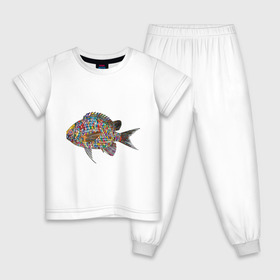 Детская пижама хлопок с принтом Бейболка Рыбка золотая в Новосибирске, 100% хлопок |  брюки и футболка прямого кроя, без карманов, на брюках мягкая резинка на поясе и по низу штанин
 | 