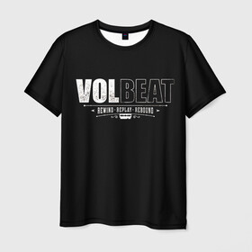 Мужская футболка 3D с принтом Volbeat в Новосибирске, 100% полиэфир | прямой крой, круглый вырез горловины, длина до линии бедер | groove metal | hardcore | psychobilly | rebound | replay | rewind | volbeat | волбит