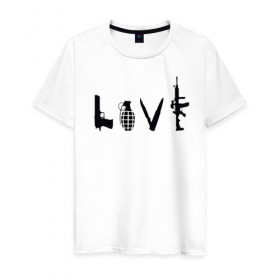 Мужская футболка хлопок с принтом love weapon в Новосибирске, 100% хлопок | прямой крой, круглый вырез горловины, длина до линии бедер, слегка спущенное плечо. | love weapon оружие любовь