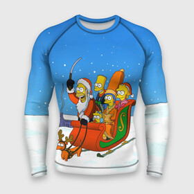 Мужской рашгард 3D с принтом Simpsons New Year в Новосибирске,  |  | bart | christmas | family | homer | lisa | maggie | marge | new | santa | simpson | simpsons | snow | thesimpsons | xmas | year | барт | гомер | лиза | мардж | мегги | санта | семья | симпсоны