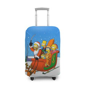 Чехол для чемодана 3D с принтом Simpsons New Year в Новосибирске, 86% полиэфир, 14% спандекс | двустороннее нанесение принта, прорези для ручек и колес | bart | christmas | family | homer | lisa | maggie | marge | new | santa | simpson | simpsons | snow | thesimpsons | xmas | year | барт | гомер | лиза | мардж | мегги | санта | семья | симпсоны