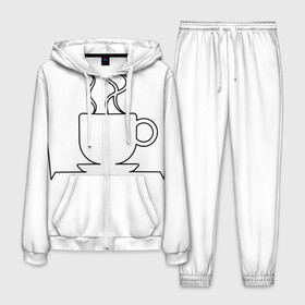 Мужской костюм 3D с принтом Чашечку кофе? в Новосибирске, 100% полиэстер | Манжеты и пояс оформлены тканевой резинкой, двухслойный капюшон со шнурком для регулировки, карманы спереди | бариста | бармен | вкус | кардиограмма | кофе | кофеман | напиток | подача | профессия | хобби | чашка