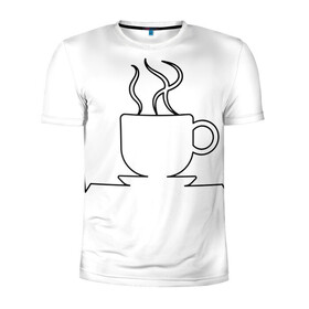 Мужская футболка 3D спортивная с принтом Чашечку кофе? в Новосибирске, 100% полиэстер с улучшенными характеристиками | приталенный силуэт, круглая горловина, широкие плечи, сужается к линии бедра | бариста | бармен | вкус | кардиограмма | кофе | кофеман | напиток | подача | профессия | хобби | чашка