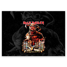 Поздравительная открытка с принтом Iron Maiden в Новосибирске, 100% бумага | плотность бумаги 280 г/м2, матовая, на обратной стороне линовка и место для марки
 | heavy metal | iron maiden | metal | айрон мейден | группы | метал | музыка | рок | хеви метал