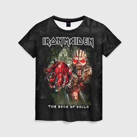 Женская футболка 3D с принтом Iron Maiden в Новосибирске, 100% полиэфир ( синтетическое хлопкоподобное полотно) | прямой крой, круглый вырез горловины, длина до линии бедер | heavy metal | iron maiden | metal | айрон мейден | группы | метал | музыка | рок | хеви метал