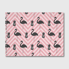 Альбом для рисования с принтом Черный фламинго в Новосибирске, 100% бумага
 | матовая бумага, плотность 200 мг. | Тематика изображения на принте: animal | bird | flamingo | pink | pnik flamingo | животные | птицы | розовый | розовый фламинго | фламинго