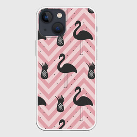 Чехол для iPhone 13 mini с принтом Черный фламинго в Новосибирске,  |  | animal | bird | flamingo | pink | pnik flamingo | животные | птицы | розовый | розовый фламинго | фламинго