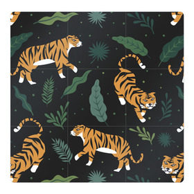 Магнитный плакат 3Х3 с принтом Тропический тигр в Новосибирске, Полимерный материал с магнитным слоем | 9 деталей размером 9*9 см | tiger | гепард | дикие кошки | животные | кот | кошки | пантера | тигр | тигры