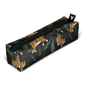 Пенал 3D с принтом Тропический тигр в Новосибирске, 100% полиэстер | плотная ткань, застежка на молнии | tiger | гепард | дикие кошки | животные | кот | кошки | пантера | тигр | тигры