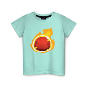 Детская футболка хлопок с принтом Огненный слайм-мини версия в Новосибирске, 100% хлопок | круглый вырез горловины, полуприлегающий силуэт, длина до линии бедер | slime rancher