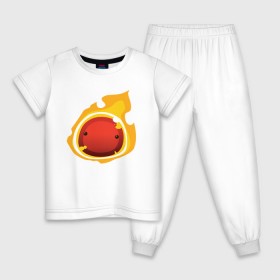 Детская пижама хлопок с принтом Огненный слайм-мини версия в Новосибирске, 100% хлопок |  брюки и футболка прямого кроя, без карманов, на брюках мягкая резинка на поясе и по низу штанин
 | slime rancher