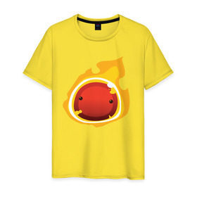 Мужская футболка хлопок с принтом Огненный слайм-мини версия в Новосибирске, 100% хлопок | прямой крой, круглый вырез горловины, длина до линии бедер, слегка спущенное плечо. | slime rancher