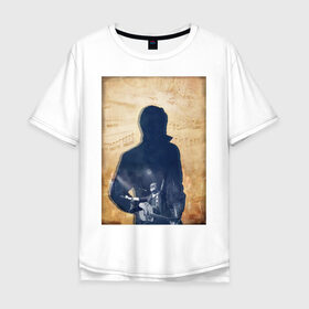 Мужская футболка хлопок Oversize с принтом BG в Новосибирске, 100% хлопок | свободный крой, круглый ворот, “спинка” длиннее передней части | аквариум | бг | рок | русский рок