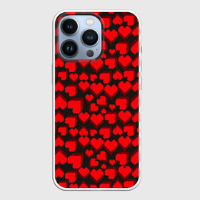 Чехол для iPhone 13 Pro с принтом 8 Bit Love в Новосибирске,  |  | Тематика изображения на принте: 8 bit | 8 бит | game | heart | lovely | pattern | любовь | паттерн | романтика | сердечки | сердца | сердце