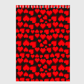 Скетчбук с принтом 8-Bit Love в Новосибирске, 100% бумага
 | 48 листов, плотность листов — 100 г/м2, плотность картонной обложки — 250 г/м2. Листы скреплены сверху удобной пружинной спиралью | 8 bit | 8 бит | game | heart | lovely | pattern | любовь | паттерн | романтика | сердечки | сердца | сердце