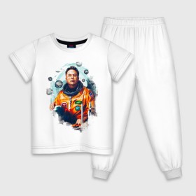 Детская пижама хлопок с принтом Elon Mask в Новосибирске, 100% хлопок |  брюки и футболка прямого кроя, без карманов, на брюках мягкая резинка на поясе и по низу штанин
 | spacex | илон | илонмаск | космос | маск | ракета | тесла