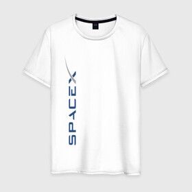 Мужская футболка хлопок с принтом SPACEX - ИЛОН МАСК. в Новосибирске, 100% хлопок | прямой крой, круглый вырез горловины, длина до линии бедер, слегка спущенное плечо. | elon musk | spacex | американский предприниматель | изобретатель | илон маск | инвестор | инженер