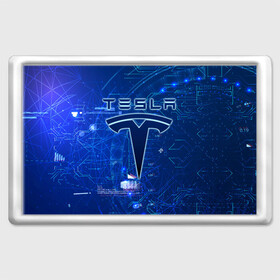 Магнит 45*70 с принтом Tesla в Новосибирске, Пластик | Размер: 78*52 мм; Размер печати: 70*45 | Тематика изображения на принте: cybertruck | elon reeve musk | model 3 | pickup | tech | technology | tesla | грузовик | илон маск | кибер | моторс | пикап | тесла