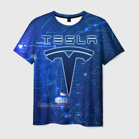 Мужская футболка 3D с принтом Tesla в Новосибирске, 100% полиэфир | прямой крой, круглый вырез горловины, длина до линии бедер | cybertruck | elon reeve musk | model 3 | pickup | tech | technology | tesla | грузовик | илон маск | кибер | моторс | пикап | тесла
