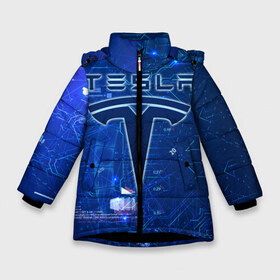 Зимняя куртка для девочек 3D с принтом Tesla в Новосибирске, ткань верха — 100% полиэстер; подклад — 100% полиэстер, утеплитель — 100% полиэстер. | длина ниже бедра, удлиненная спинка, воротник стойка и отстегивающийся капюшон. Есть боковые карманы с листочкой на кнопках, утяжки по низу изделия и внутренний карман на молнии. 

Предусмотрены светоотражающий принт на спинке, радужный светоотражающий элемент на пуллере молнии и на резинке для утяжки. | Тематика изображения на принте: cybertruck | elon reeve musk | model 3 | pickup | tech | technology | tesla | грузовик | илон маск | кибер | моторс | пикап | тесла