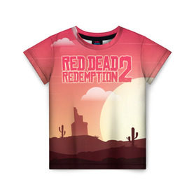 Детская футболка 3D с принтом Red Dead Redemption 2 в Новосибирске, 100% гипоаллергенный полиэфир | прямой крой, круглый вырез горловины, длина до линии бедер, чуть спущенное плечо, ткань немного тянется | john marston | rdr2 | red dead | red dead redemption 2 | redemption 2 | rockstar | вестерн | выкуп | запад | ковбой | красный | мертвый | приключения | шутер