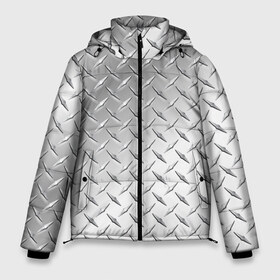 Мужская зимняя куртка 3D с принтом Рифлёный металл в Новосибирске, верх — 100% полиэстер; подкладка — 100% полиэстер; утеплитель — 100% полиэстер | длина ниже бедра, свободный силуэт Оверсайз. Есть воротник-стойка, отстегивающийся капюшон и ветрозащитная планка. 

Боковые карманы с листочкой на кнопках и внутренний карман на молнии. | Тематика изображения на принте: металл рифлёный железо блеск текстура